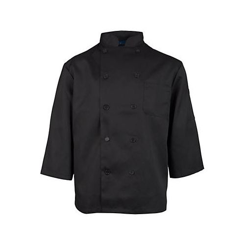 Allpoints 16602XL KNG 2XL Black Chef Coat 3/4 Sleeve