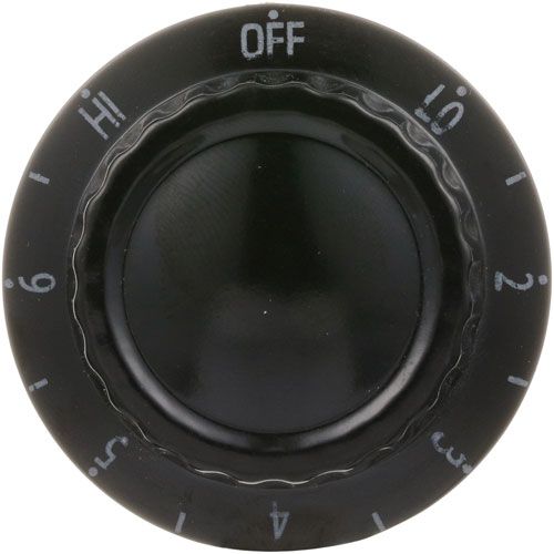 APW 45582500 Infinite Switch Knob W/White Numbers 2" DIA, OFF-LO-2-6-HI, Mount .187"
