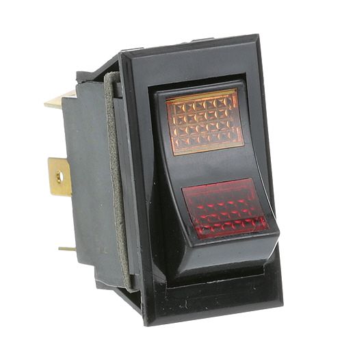 BKI (Barbeque King) S0104 Fryer Black Rock Switch W/ Red & Amber Light 6x1/4" Tab Terminals