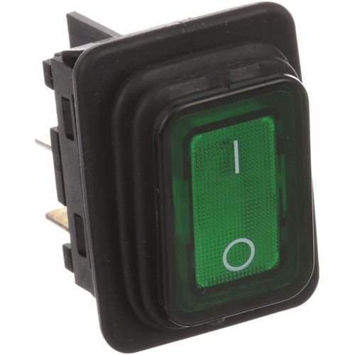 Caddy C9032 DPST Green Rocker Switch W/ 4x 1/4" Tabs, ON/OFF, 16A/125VAC