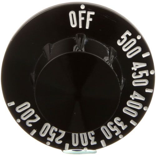 Franke 8841147 Black Thermostat Knob W/White Numbers 2-1/4" DIA, OFF-500-200F, Mount .187"