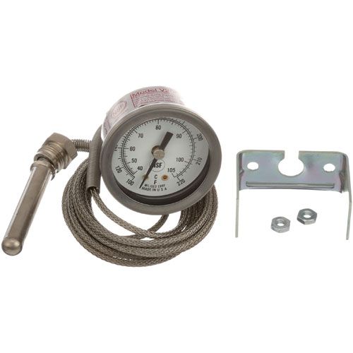 Hobart 276923-6 Thermometer Temperature Gauge w/ 8 ft S/S Braided Cap, Rear Mount "U" Bracket