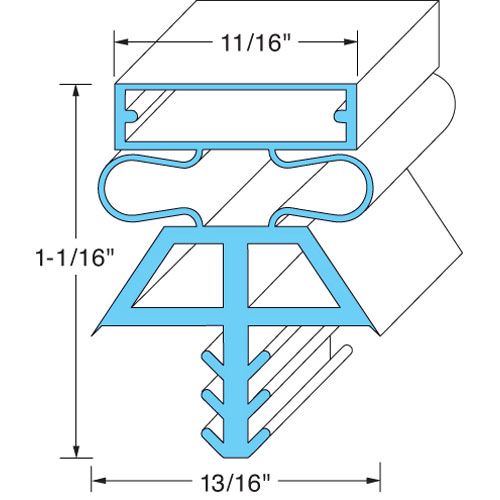 Kolpak 225151075 Refrigerator 3 Sided Door Gasket For Left Hinged Door 32-3/8" X 77-1/2"