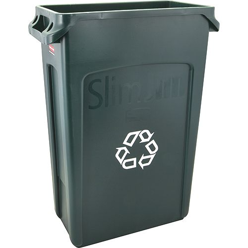 Rubbermaid RBMDFG354007GRN Slim Jim Recycling Can 23 Gal Green W Handles
