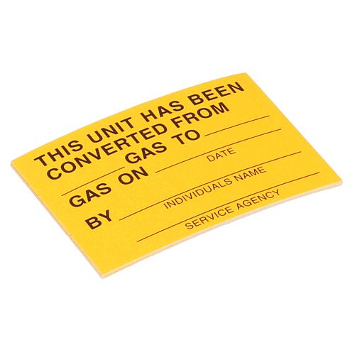 Southbend 1163932 Gas Conversion Label