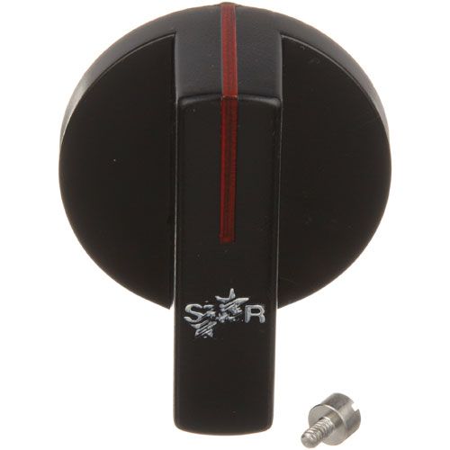 Star Mfg Z1274 Thermostat Indicator Knob W/Red Line & Stop Black Screw/Stud 2-1/4" DIA MOUNT 0.187"