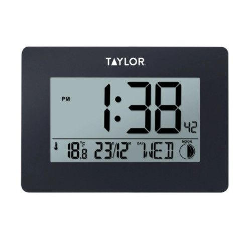 Taylor Thermometer 5265191 Digital Clock 14°F/140° With/ Thermometer And Date