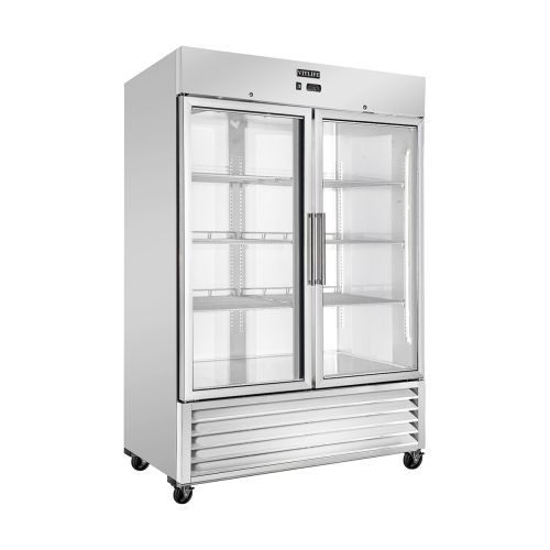 VITLIFE Commercial VRB54RG 54" 2-Glass Door Reach-In Refrigerator 46 cu. ft. Stainless Steel Bottom Mounted