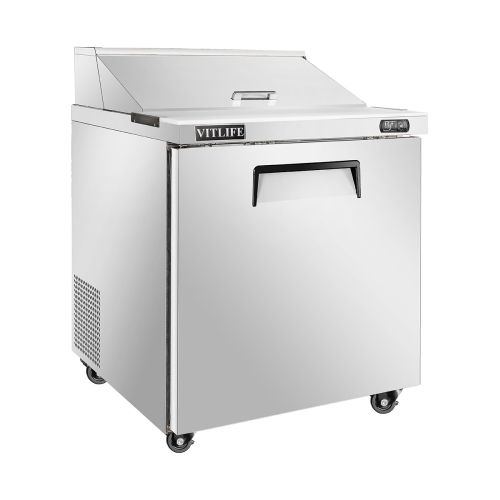 VITLIFE Commercial VSP29 29" 1-Section Refrigerated Sandwich / Salad Prep Table – 7.6 Cu. Ft.
